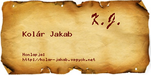 Kolár Jakab névjegykártya